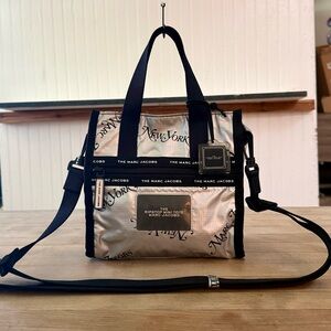 Marc Jacobs Metallic Silver Ripstop Mini Crossbody Tote Bag